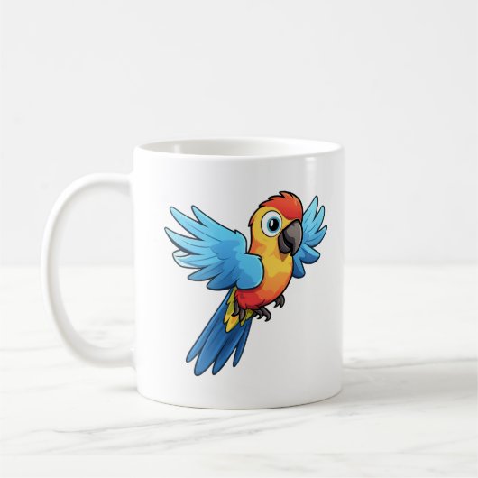 マンガのオウムイラストレーション コーヒーマグカップ (左)