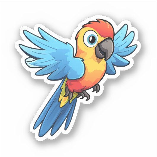 マンガのオウムイラストレーション シール (正面)