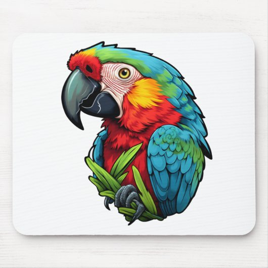 マンガのオウムイラストレーション マウスパッド (正面)
