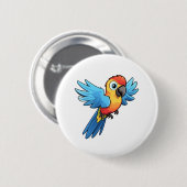 マンガのオウムイラストレーション 缶バッジ (正面&裏面)