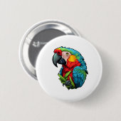 マンガのオウムイラストレーション 缶バッジ (正面&裏面)