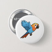 マンガのオウムイラストレーション 缶バッジ (正面&裏面)