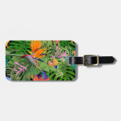 マンガのオウム、パーム葉の – パーソナライズされた ラゲッジタグ (正面横)