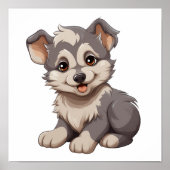 マンガのオオカミイラストレーション ポスター (正面)