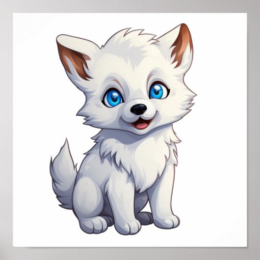 マンガのオオカミイラストレーション ポスター (正面)