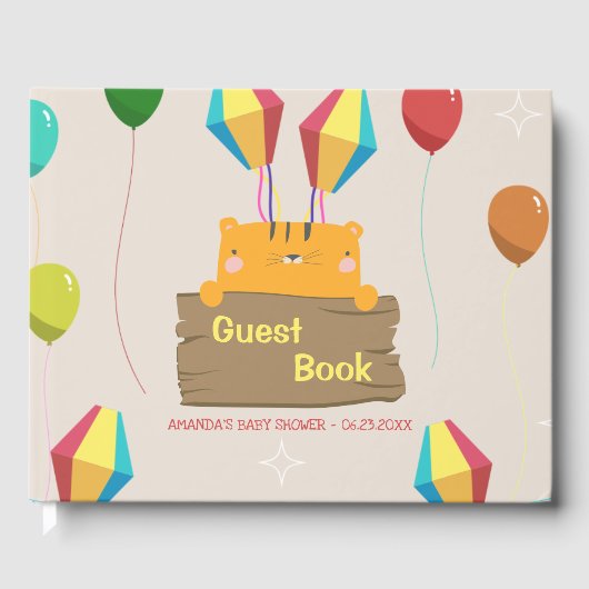 マンガのオレンジ色の猫の赤ちゃんシャワー ゲストブック (正面)