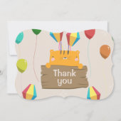 マンガのオレンジ色の猫の赤ちゃんシャワー サンキューカード (正面)