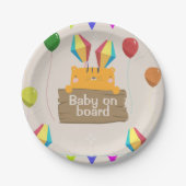 マンガのオレンジ色の猫の赤ちゃんシャワー ペーパープレート (正面)