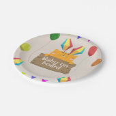 マンガのオレンジ色の猫の赤ちゃんシャワー ペーパープレート (アングル)