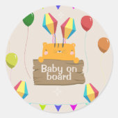 マンガのオレンジ色の猫の赤ちゃんシャワー ラウンドシール (正面)