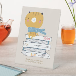 マンガのオレンジ色の猫の赤ちゃんシャワー 台座サイン