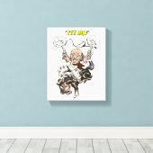 マンガのカウボーイ射撃、 発砲ピストル乗馬アート キャンバスプリント (インサイチュ (ウッドフロア))