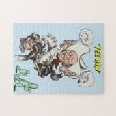 マンガのカウボーイ射撃、 発砲ピストル乗馬アート ジグソーパズル (横)