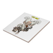 マンガのカウボーイ射撃、 発砲ピストル乗馬アート タイル (側面)