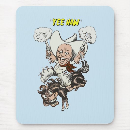 マンガのカウボーイ射撃、 発砲ピストル乗馬アート マウスパッド (正面)