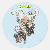 マンガのカウボーイ射撃、 発砲ピストル乗馬アート ラウンドシール (正面)