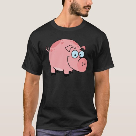 マンガのキャラクタの幸せなブタ Tシャツ (正面)