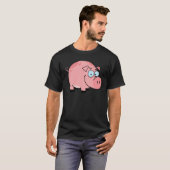 マンガのキャラクタの幸せなブタ Tシャツ (正面フル)