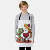 マンガのサボテンとサンタがソンブレロを着ている エプロン (着用した状態)