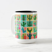 マンガのサボテンのマグカップ ツートーンマグカップ (正面左)