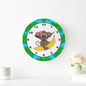 マンガのサルおもしろいの壁時計 ラージ壁時計 (ホーム)