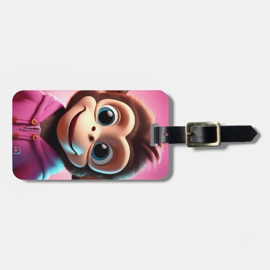 マンガのサルパーソナライズされたラゲッジタグ ラゲッジタグ (正面横)