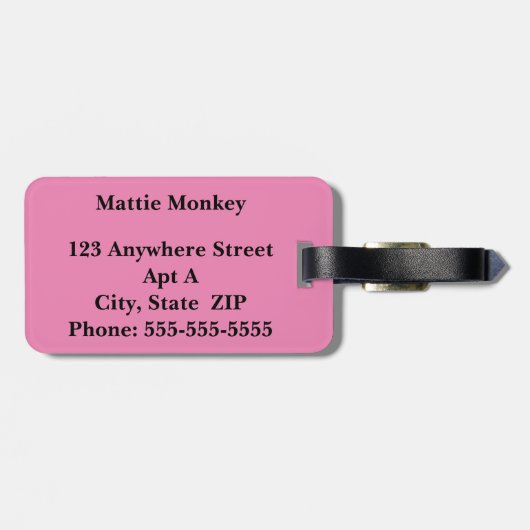 マンガのサルパーソナライズされたラゲッジタグ ラゲッジタグ (裏面横)