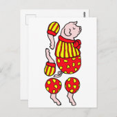 マンガのサーカス豚の紙人形の切り抜き芸術 ポストカード (正面/裏面)