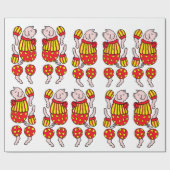 マンガのサーカス豚の関節動物の紙人形 ラッピングペーパー (フラット)