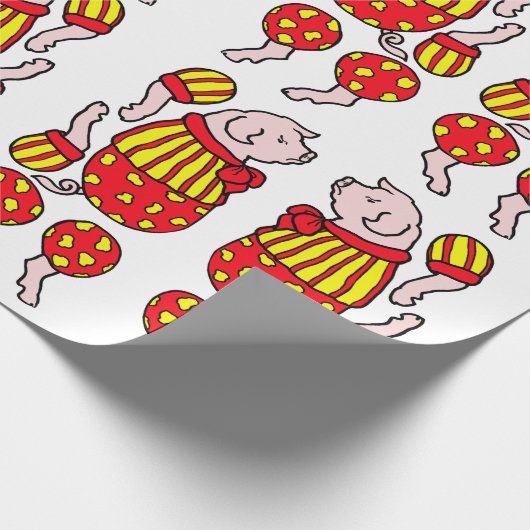 マンガのサーカス豚の関節動物の紙人形 ラッピングペーパー (角)