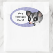 マンガのシュガー・グライダー 楕円形シール (バッグ)