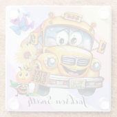 マンガのスクールバスドライバーは安全にパーソナライズされた滞在 ガラスコースター (裏面)