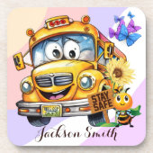 マンガのスクールバスドライバーは安全にパーソナライズされた滞在 コースター (正面)