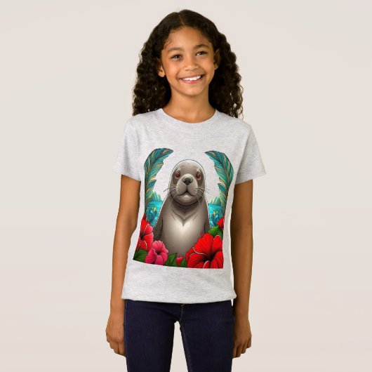 マンガのタトゥーアートのハワイアンモンクシール Tシャツ (正面フル)