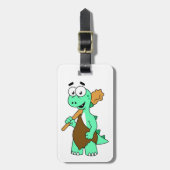 マンガのティラノサウルスレックスのカヴマン。 ラゲッジタグ (正面縦)