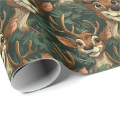 マンガのトナカイのクリスマスシームレスパターンダーク ラッピングペーパー (ロールコーナー)