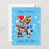 マンガのトナカイやカリブー。メリークリスマス ポストカード (正面/裏面)