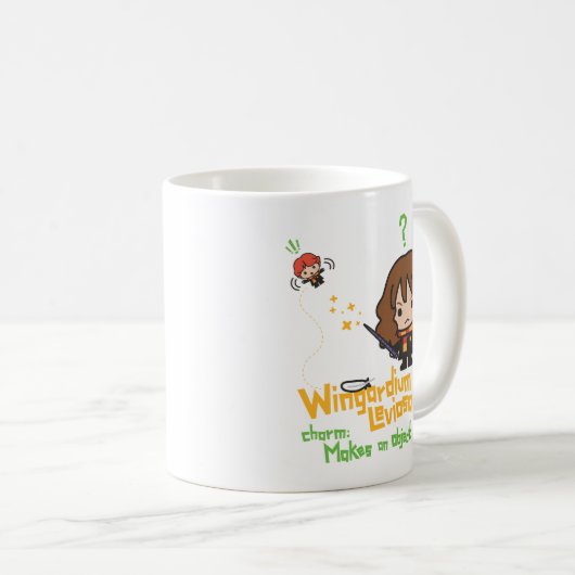 マンガのハーマイオニーとロン・ウィンガリウムレビオーサの呪文 コーヒーマグカップ (正面右)