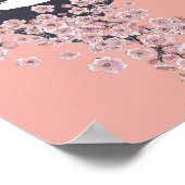 マンガのパンダポートレートと桜の花 ポスター (角)