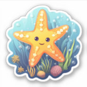 マンガのヒトデイラストレーション シール (正面)