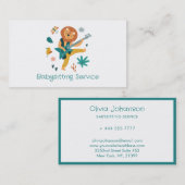 マンガのライオン&ギターのベビーシッティングサービス 名刺 (正面/裏面)