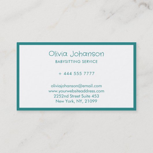 マンガのライオン&ギターのベビーシッティングサービス 名刺 (裏面)