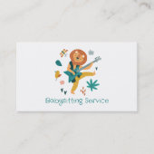 マンガのライオン&ギターのベビーシッティングサービス 名刺 (正面)