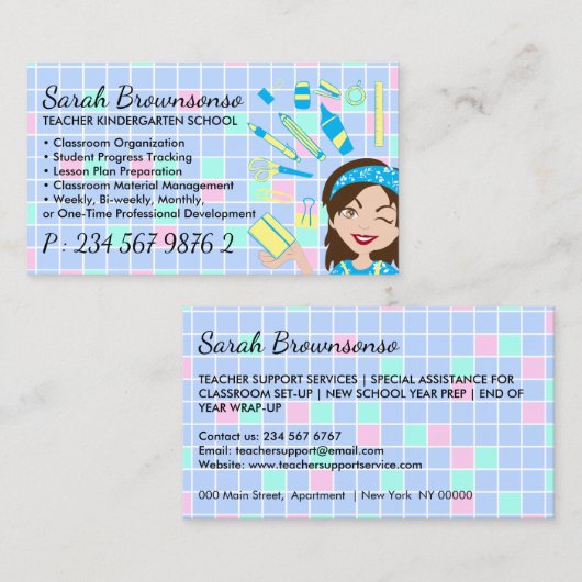 マンガのレディ先生スクール用品 名刺 (正面/裏面)