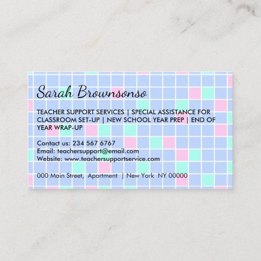 マンガのレディ先生スクール用品 名刺 (裏面)