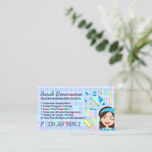 マンガのレディ先生スクール用品 名刺 (スタンド正面)