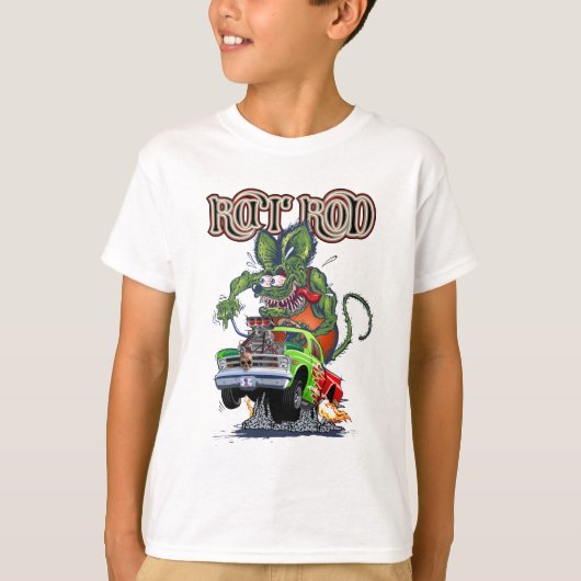 マンガのレトロラットロッド Tシャツ (正面)