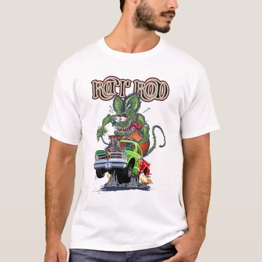 マンガのレトロラットロッド Tシャツ (正面)