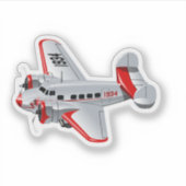 マンガのレトロ飛行機 シール (正面)