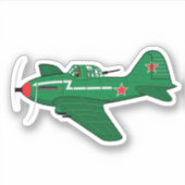 マンガのレトロ飛行機 シール (正面)